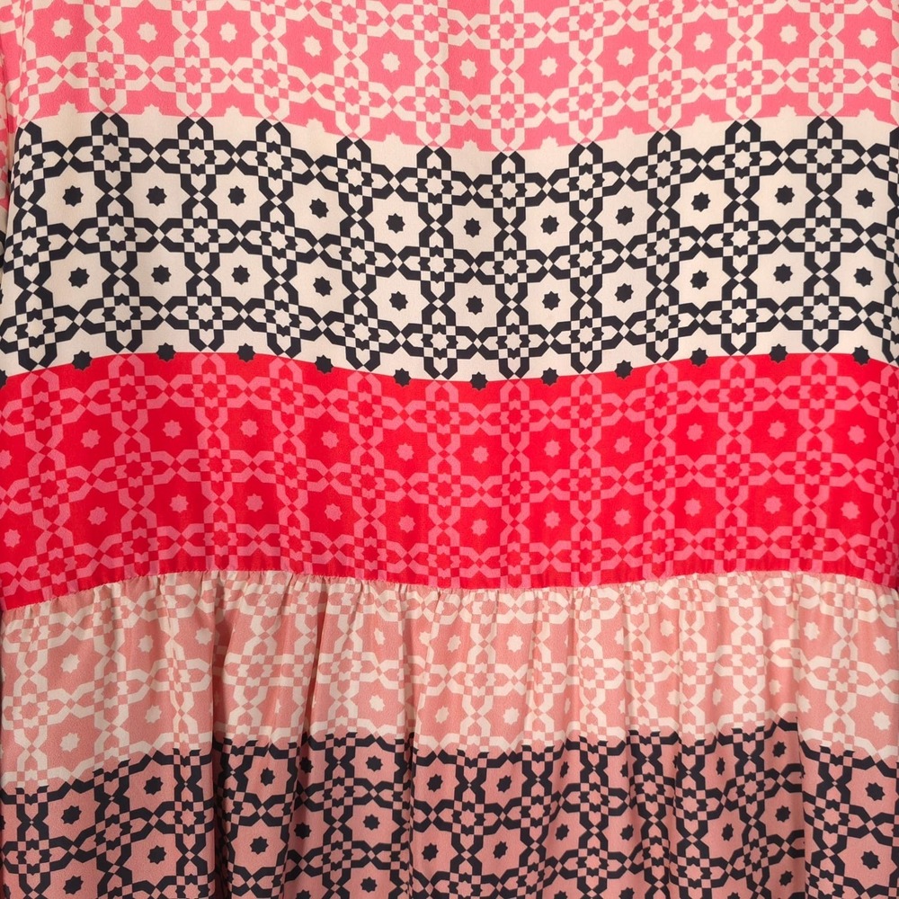 DEREK LAM 10 CROSBY Women's Tunic Dress 12 100% Silk Geometric Print Boho - Picture 11 of 13